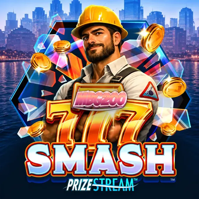 Tampilan visual slot 777 Smash dengan tema konstruksi industrial.
