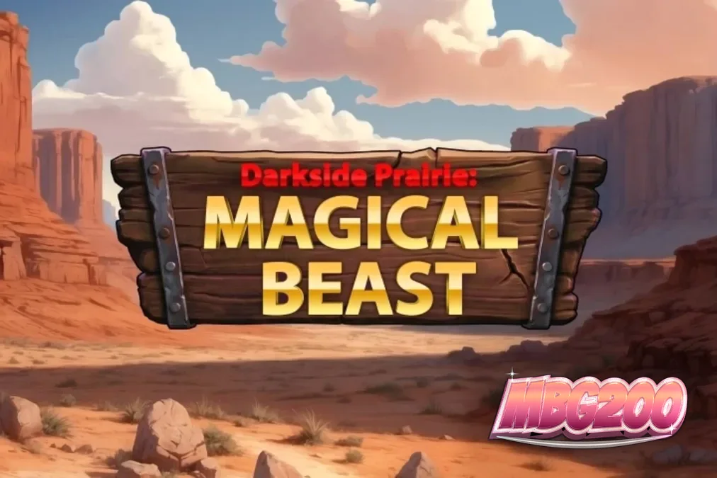 Pemandangan atmosferik dari slot Darkside Prairie: Magical Beasts dengan latar belakang ngarai senja yang dramatis.